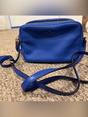 kate spade cobalt blue pebbled leather crossbody- Great Used Conditions